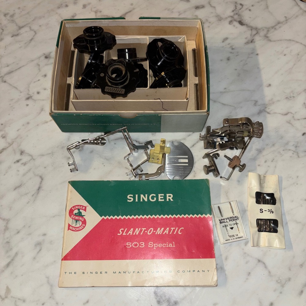 Vintage Singer Slant-O-Matic 503 Special Accessory Kit Cams Manual Feet Needles